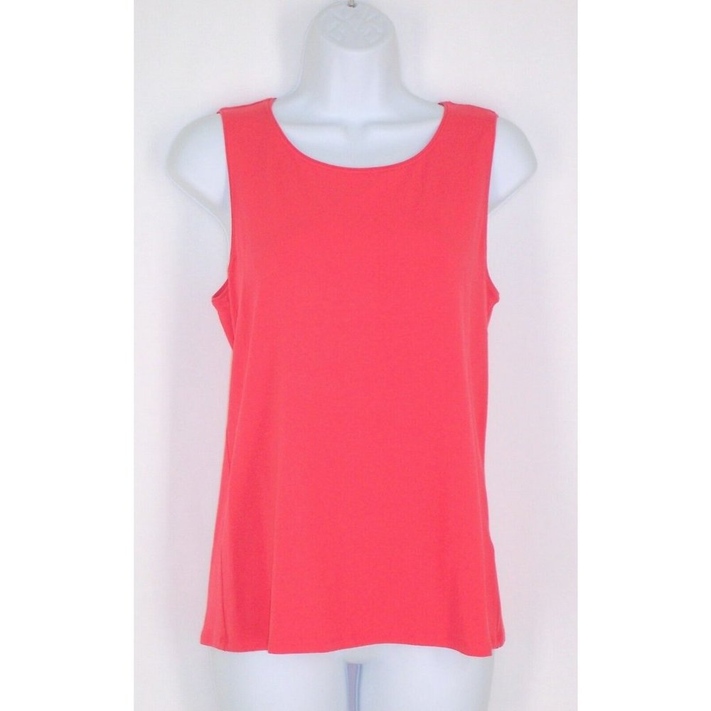Eileen Fisher Tank Top Shell M Coral Red Rayon Spandex